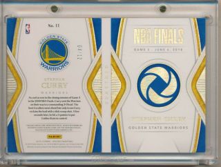 2018 - 19 Panini Opulence NBA Finals Patch Booklet Stephen Curry ' d 4/12 NM - MT 2
