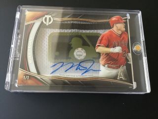 2018 Topps Tribute Mike Trout Auto Autograph Mlb Logo Patch D 1/1 Mvp Angels