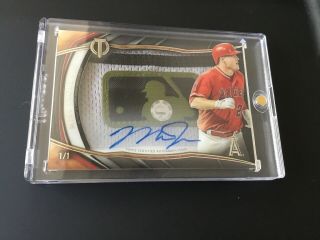 2018 TOPPS TRIBUTE Mike Trout AUTO AUTOGRAPH MLB LOGO PATCH D 1/1 MVP Angels 2