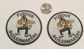(2) - Pu Purdue Boilermakers Vintage Embroidered Iron On Patches (nos) 3 " X 3 "