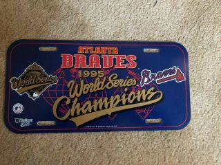 Vintage 1995 Atlanta Braves Baseball World Series License Plate Car Tag Plastic
