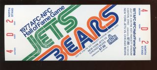 1977 Nfl Hall Of Fame Game Full Ticket York Jets Vs Chicago Bears