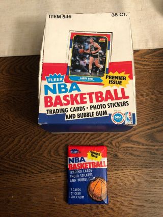 1986 Fleer Basketball Michael Jordan Rookie And Magic Johnson Sticker Wax Pack 2