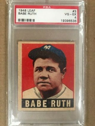 1948 Leaf 3 Babe Ruth Yankees Psa 4 - Vg/ex