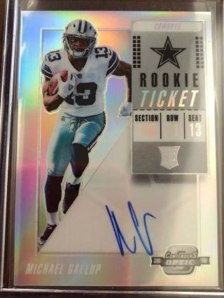 2018 Panini Contenders Optic Michael Gallup On - Card Silver Refractor Rc Auto