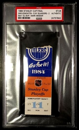 1984 Stanley Cup Final Game 5 Ticket Stub Gretzky 1st Oilers Cup Win Psa/dna