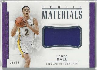 2017 - 18 Panini National Treasures Rookie Materials Lonzo Ball Rc Patch 37/99