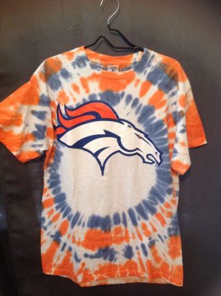 Vintage 1998 Denver Broncos Tie Dye T Shirt Mens Large Nfl Football Riddell