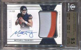 Mitchell Mitch Trubisky Bgs 9.  5 2017 National Treasures Rookie Patch Auto /99 Rc