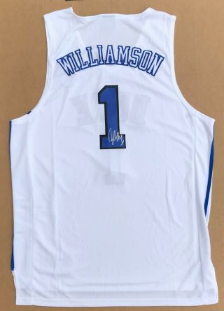 Zion Williamson Signed Autographed Duke Blue Devils 1 White Basketball Jersey