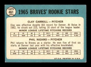 1965 Topps 461 Phil Niekro/Clay Carroll Rookie Stars VGEX X1731919 2