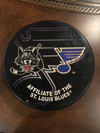 St Louis Blues Hockey Puck Logo Chicago Wolves Affiliate Puck Very Rare