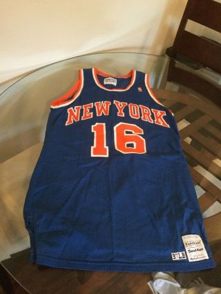 York Knicks Mike Morgan Blue Sand Knit Game Worn Jersey 1987 Size 42