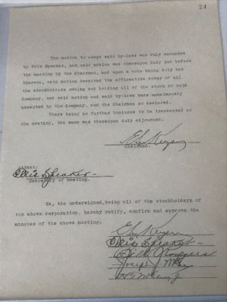 Tris Speaker Autographed Document,  Signed Twice Hof