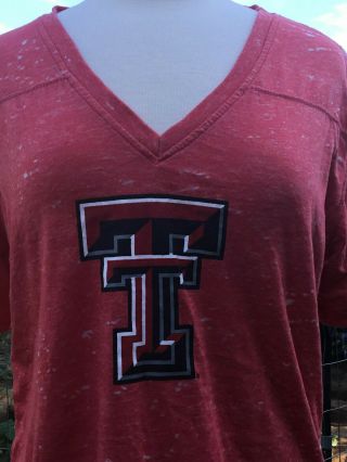 Texas Tech Red Raiders V - neck T - shirt women size XL Pressbox Red VGC 3