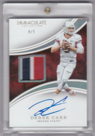 2016 Immaculate Auto 3 Color Patch Jersey Derek Carr 4/5