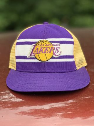 Vintage 80’s La Los Angeles Lakers Ajd Trucker Snapback Hat Rare