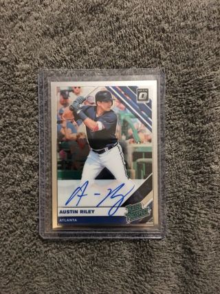 2019 Donruss Optic Austin Riley Rated Prospect Rookie On Card Auto Braves