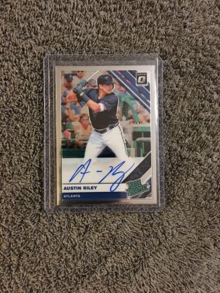 2019 Donruss Optic Austin Riley Rated Prospect Rookie On Card Auto Braves 2