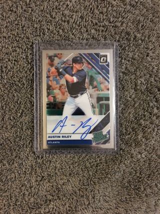 2019 Donruss Optic Austin Riley Rated Prospect Rookie On Card Auto Braves 3