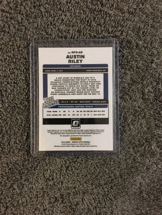 2019 Donruss Optic Austin Riley Rated Prospect Rookie On Card Auto Braves 4