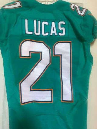 Jordan Lucas Miami Dolphins Game Issued 2015 Rookie Aqua Authentic Nfl Jersey