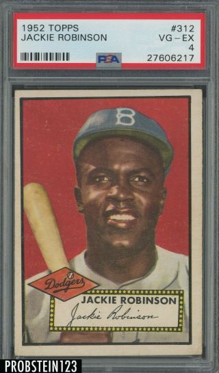 1952 Topps 312 Jackie Robinson Brooklyn Dodgers Hof Psa 4 Vg - Ex High