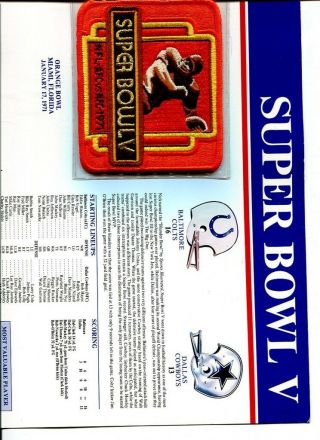 Dallas Cowboys Indianapolis Colts 1971 Bowl Willabee And Ward Patch