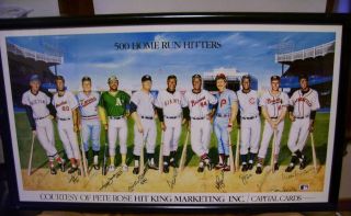 500 Home Run Club Framed Autographed Lithograph By Ron Lewis/ Gai Certification
