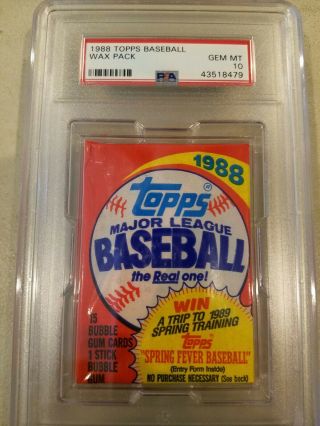 1988 Topps Baseball Wax Pack Gem Psa 10
