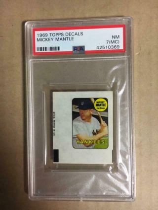 1969 Topps Decals Mickey Mantle Psa 7 (mc)