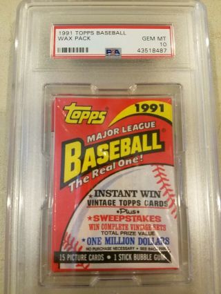 1991 Topps Baseball Wax Pack Gem Psa 10