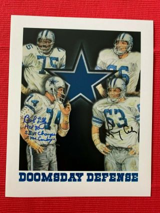 Bob Lilly & Larry Cole Signed Dallas Cowboys 8 X 10 Photo Doomsday Defense