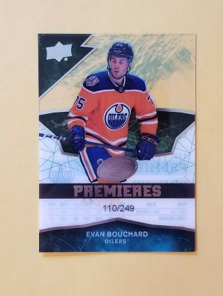 2018 - 19 Ud Ice Premieres 134 Evan Bouchard Rc Ssp /249 Edmonton Oilers