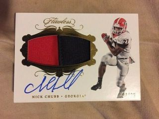 Nick Chubb 2018 Panini Flawless Collegiate Patch Auto 4/25 Rc On Card Autograph