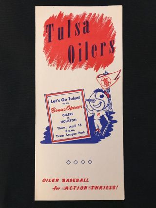 Tulsa Oilers 1954 Player Roster & Schedule Frank Robinson Hof