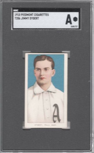 1909 - 11 T206 Jimmy Dygert Of The Philadelphia Athletics Sgc Auth