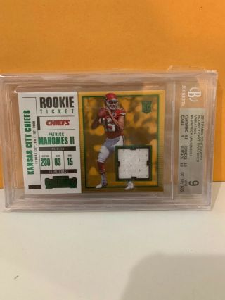 2017 Panini Contenders Rookie Ticket Swatches Variation Patrick Mahomes Bgs 9.  0