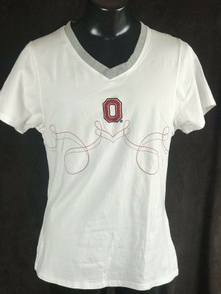 Atlantis 3x Womens White Ohio State Buckeyes Short Sleeve Shirt Euc E36