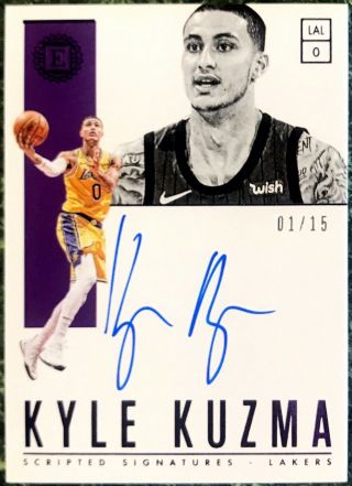 2018 - 19 Encased Kyle Kuzma Auto Scripted Signatures Autograph Purple 1/15 