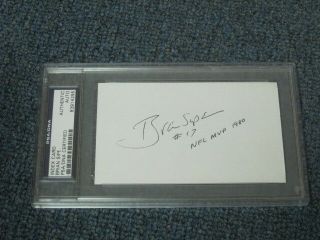 Brian Sipe Autographed 3x5 Index Card Psa Certified Encapsulated