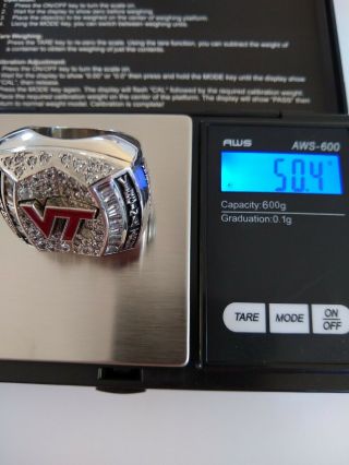 2011 Virginia Tech Hokies Player Sugar Bowl Championship Ring NCAA Jostens 12