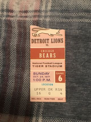 Rare 1971 Detroit Lions Ticket Stub Chuck Hughes Dies On Field Last One I Have