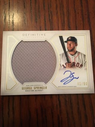 2019 Topps Definitive George Springer Game Relic On Card Autograph 41/50