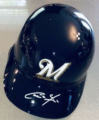 Christian Yelich Autograph Brewers Signed Baseball Batting Helmet Steiner & Mlb