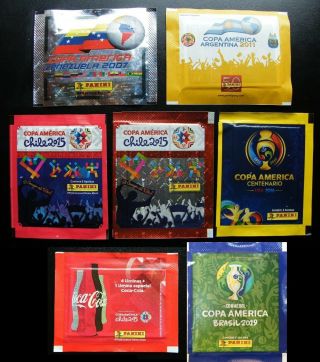 Panini Copa America 2007 2011 2015 2016 2019 Pack Tüten Bustina X7 Chile Version