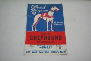 Vintage 1943 Taunton Mass Greyhound Association Program Booklet