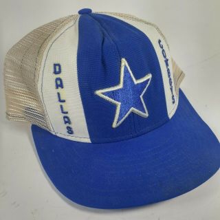Vintage Dallas Cowboys Adj Trucker Snapback Hat Made In U.  S.  A Mesh Vtg