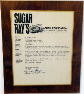 Sugar Ray Robinson Autographed Signed 1972 Foundation Letter Beckett Bas A19580