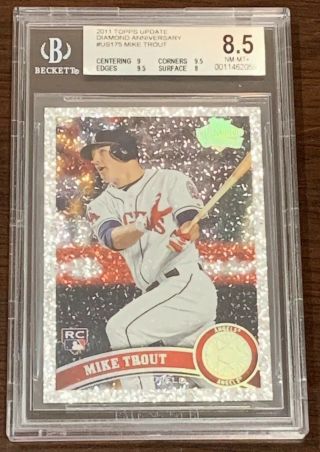 2011 Topps Update Mike Trout Diamond Anniversary Rookie Bgs 8.  5 Nm - Mt,  Rc Us175